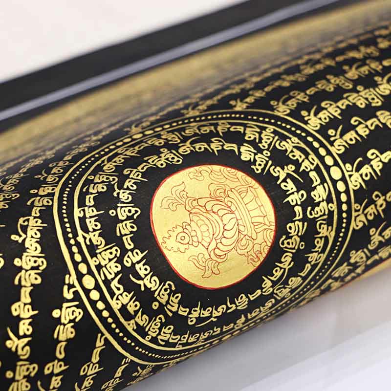 Buddha Stones , pittura tibetana Thangka, Om Mani Padme Hum, scrittura, decorazione fatta a mano (stile casuale)