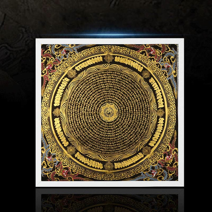 Buddha Stones, pittura tibetana Thangka, Om Mani Padme Hum, drago, fenice, scrittura, decorazione fatta a mano (stile casuale)