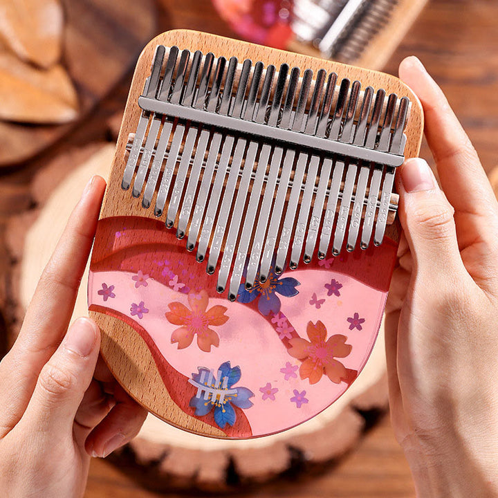 Buddha Stones Kalimba 17/21 tasti pianoforte a pollice in legno di faggio rosa ciliegio pianoforte a dita portatile
