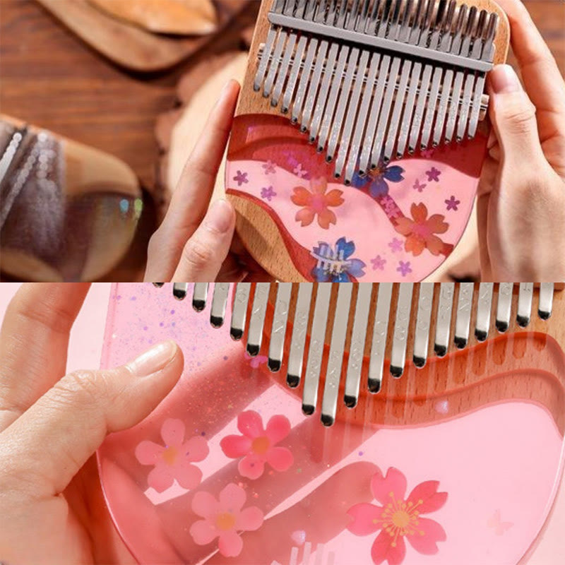 Buddha Stones Kalimba 17/21 tasti pianoforte a pollice in legno di faggio rosa ciliegio pianoforte a dita portatile