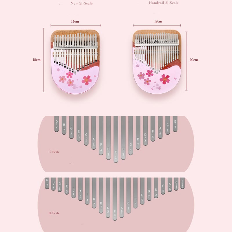 Buddha Stones Kalimba 17/21 tasti pianoforte a pollice in legno di faggio rosa ciliegio pianoforte a dita portatile