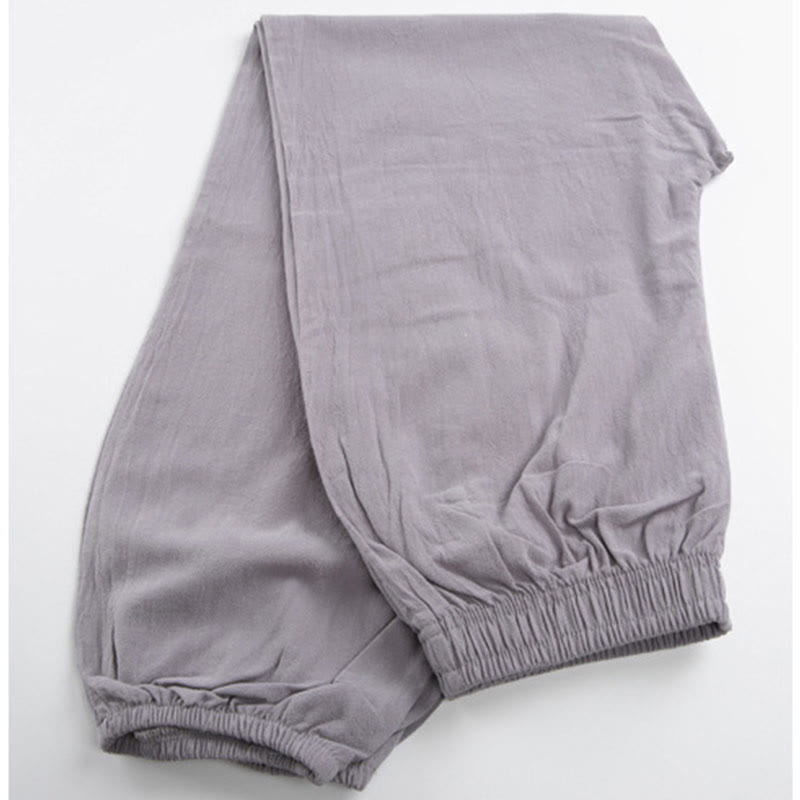 Pantaloni da pratica Tai Chi Qigong unisex con elastico in vita, tinta unita, estivi, con tasche , Buddha Stones - image 2