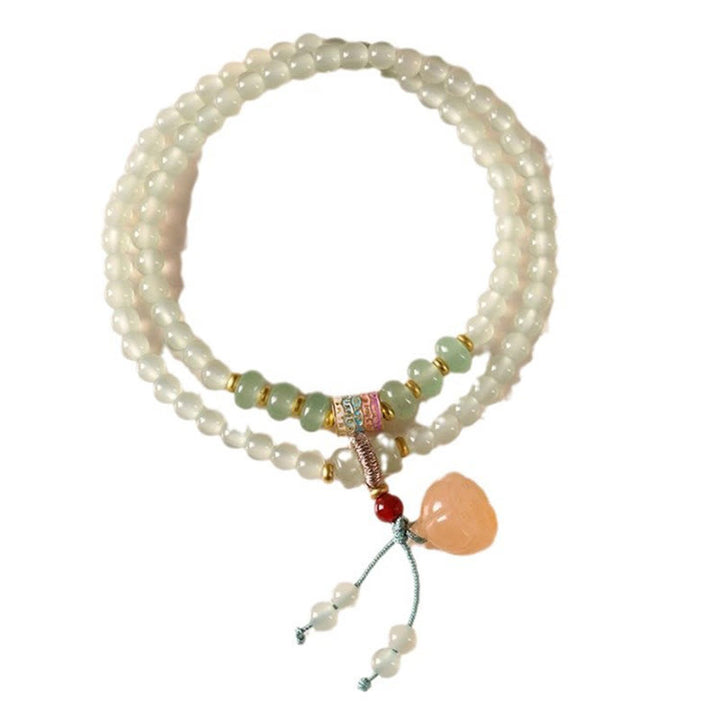 Braccialetto di positività Buddha Stones, cerchi multipli, avventurina naturale, baccelli di loto, bambù portafortuna