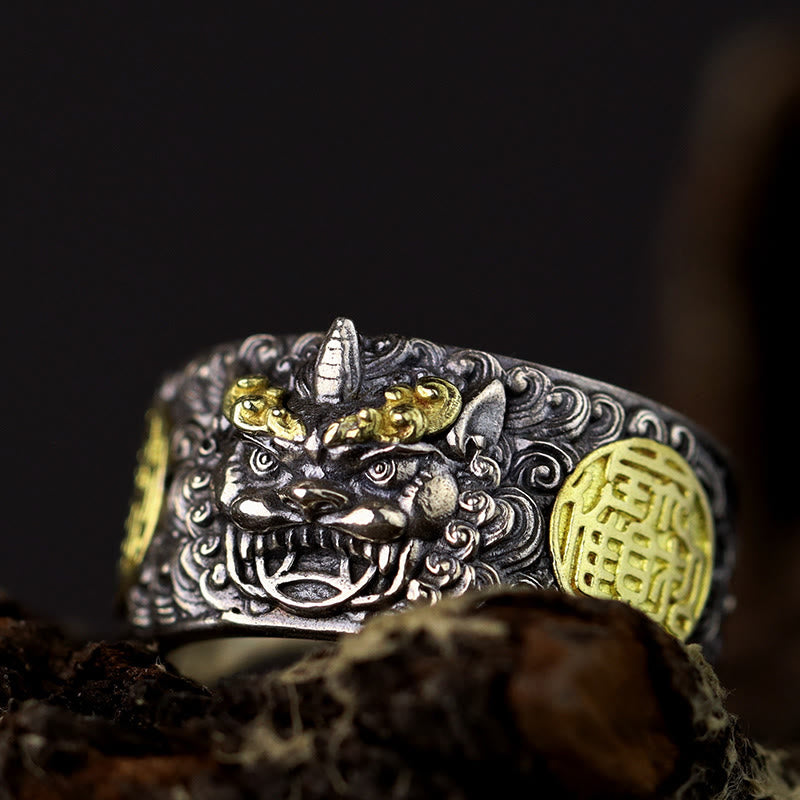 Anello regolabile in argento sterling 925 con moneta di rame PiXiu, Buddha Stones, ottone, ricchezza e fortuna - image 11