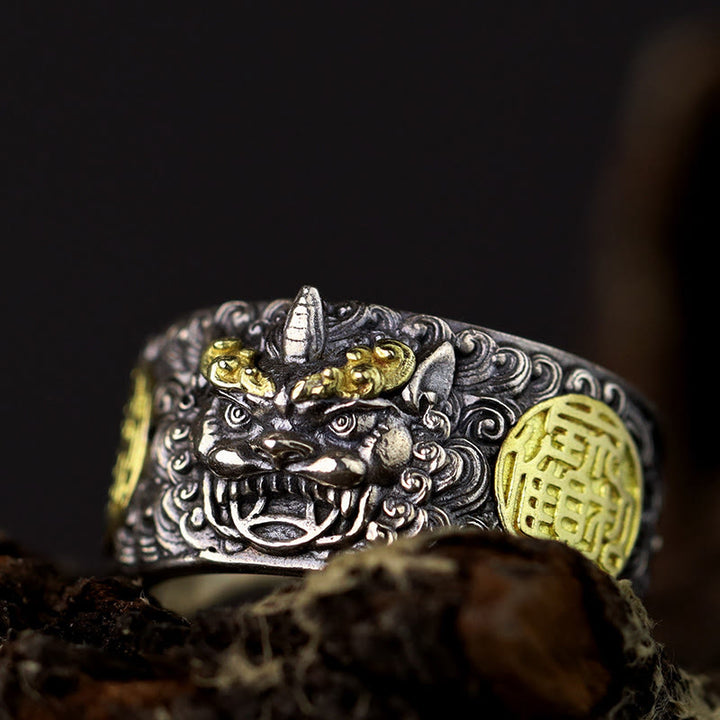 Anello regolabile in argento sterling 925 con moneta di rame PiXiu, Buddha Stones, ottone, ricchezza e fortuna - image 11
