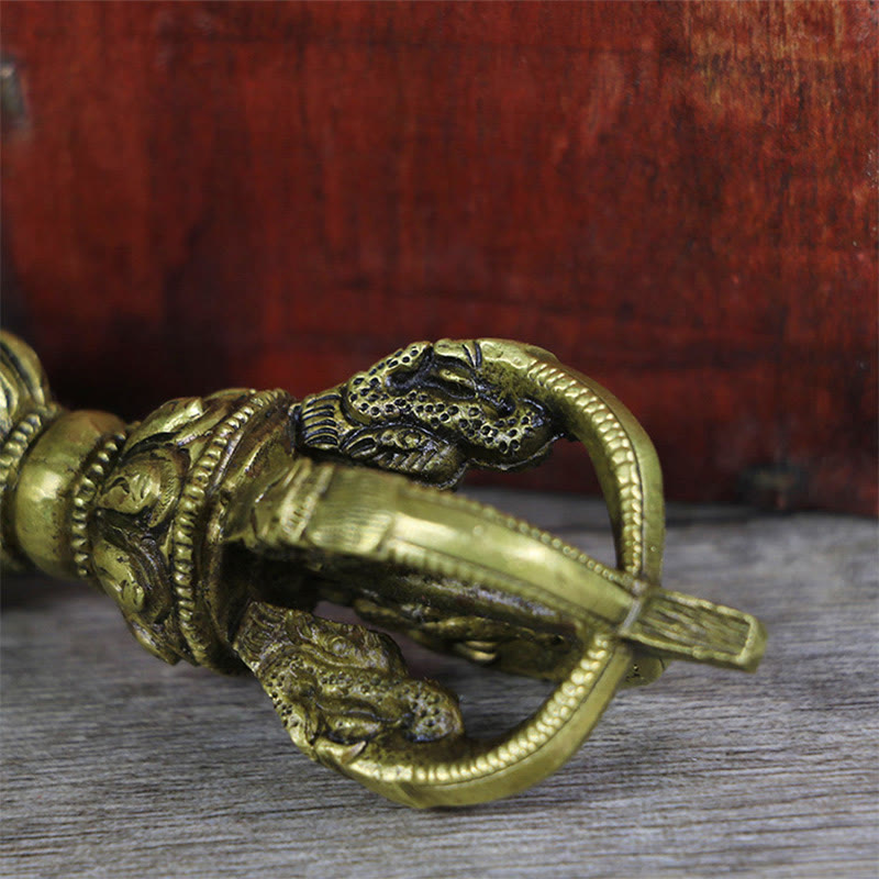 Buddha Stones fatte a mano in Nepal, decorazione in metallo rame Vajra Dorje a cinque punte