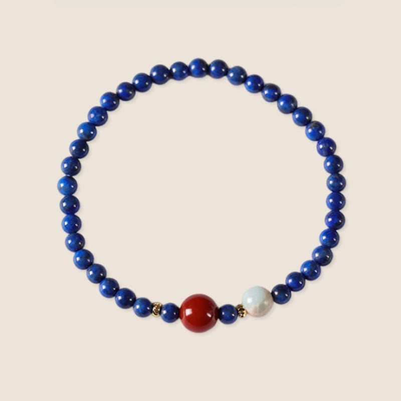 Braccialetto positivo con perle ultrasottili di agata lazurite e piccole Buddha Stones