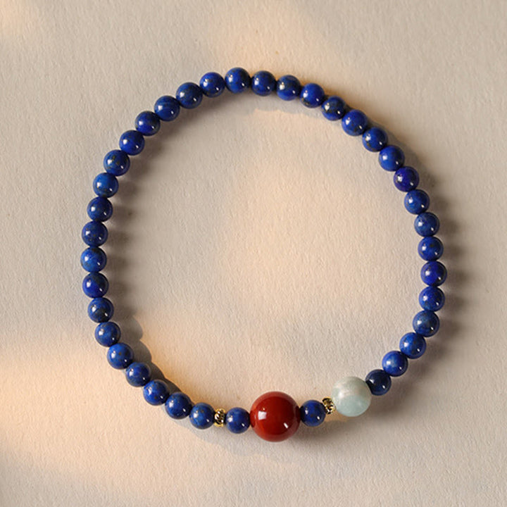 Braccialetto positivo con perle ultrasottili di agata lazurite e piccole Buddha Stones
