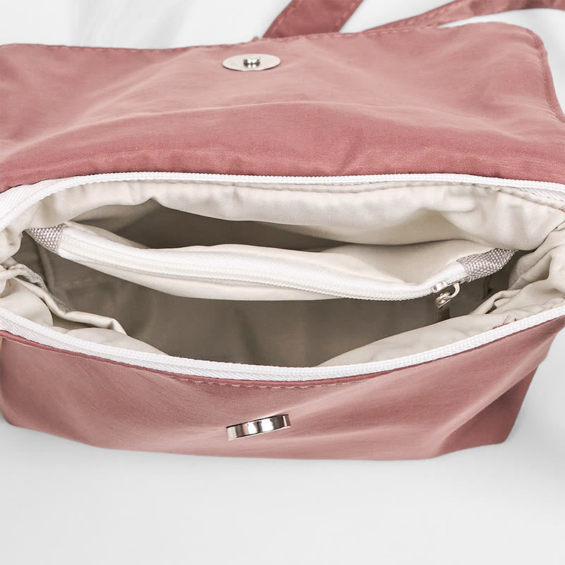 Borsa a tracolla in cotone e lino con tracolla in prugna Bossom ricamata marrone Buddha Stones