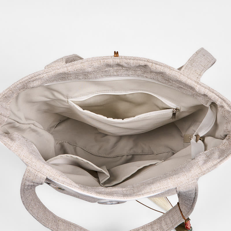 Borsa a tracolla in tela di poliestere con ricamo Buddha Stones Magnolia