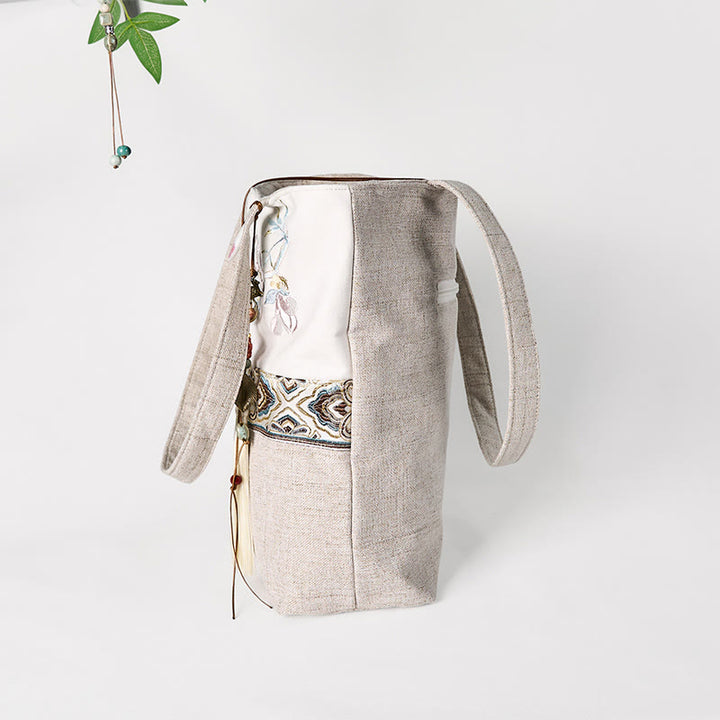 Borsa a tracolla in tela di poliestere con ricamo Buddha Stones Magnolia