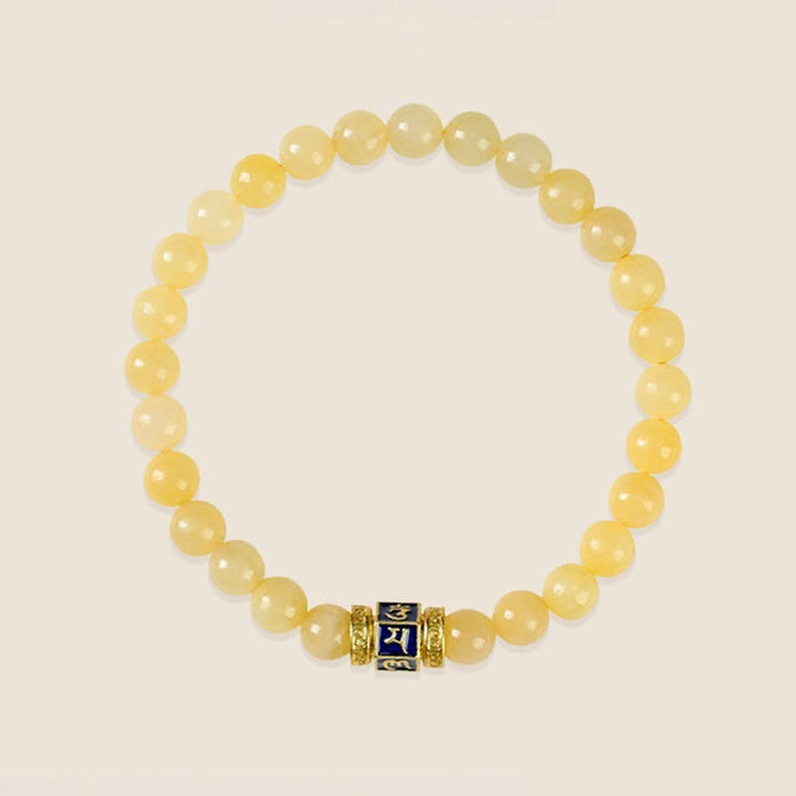 Bracciale della fortuna Buddha Stones e perle di topazio Om Mani Padme Hum