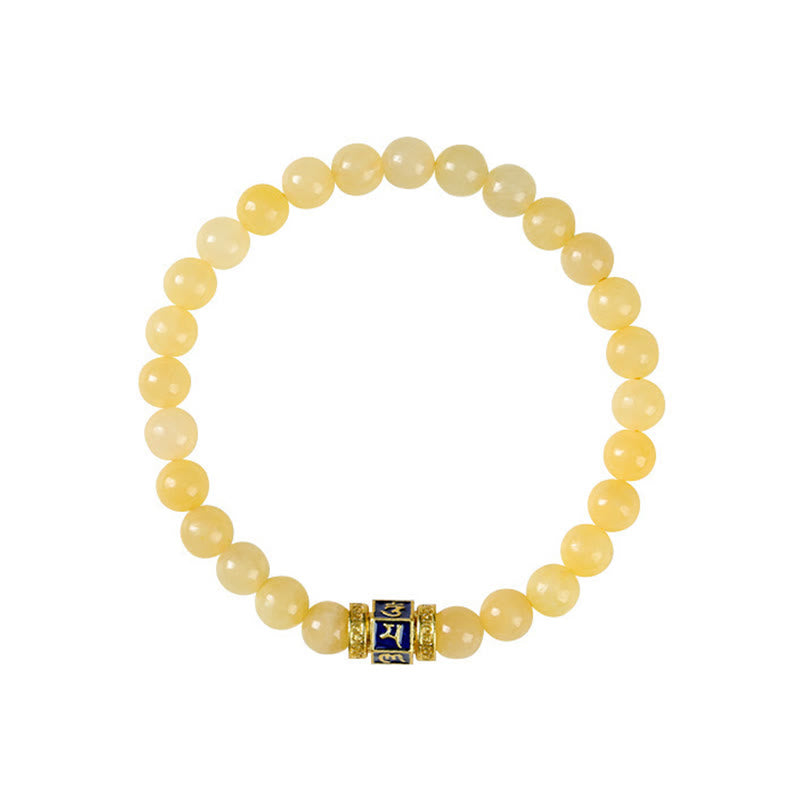 Bracciale della fortuna Buddha Stones e perle di topazio Om Mani Padme Hum