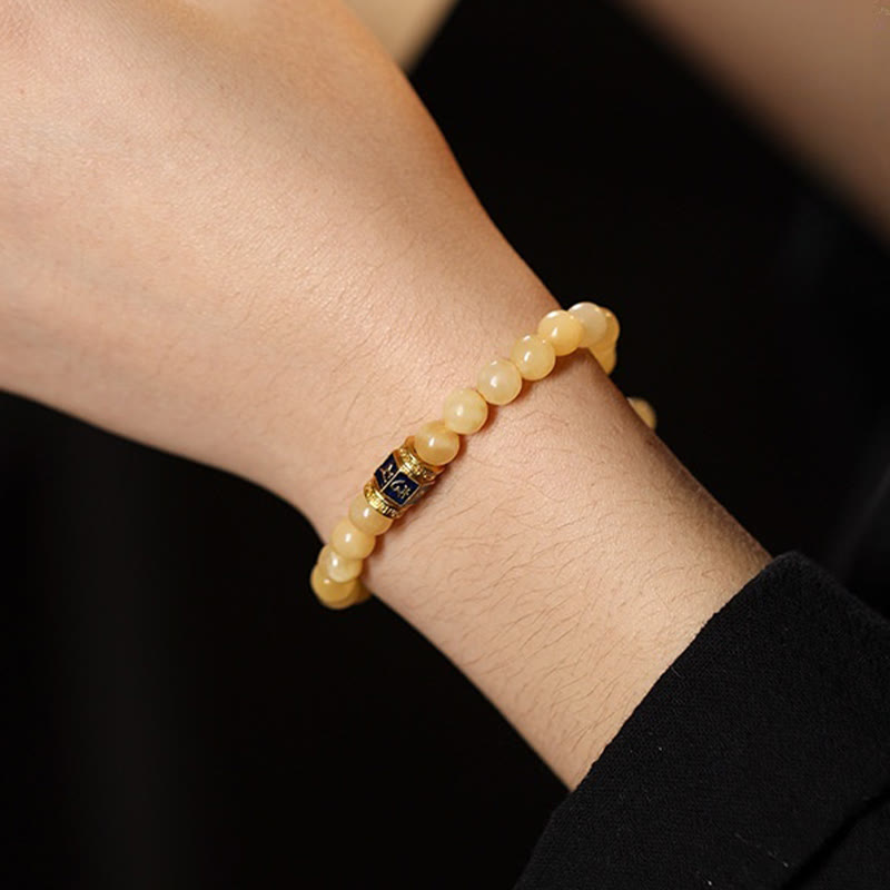 Bracciale della fortuna Buddha Stones e perle di topazio Om Mani Padme Hum