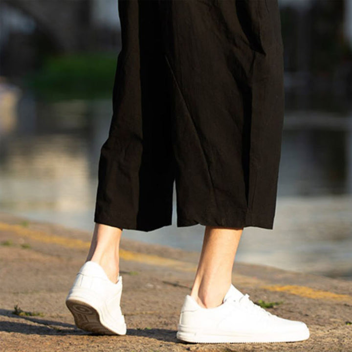 Pantaloni da uomo in lino e cotone con tasche, lunghezza 7-8, modello Buddha Stones, modello estivo con pieghe semplici e coulisse - image 11