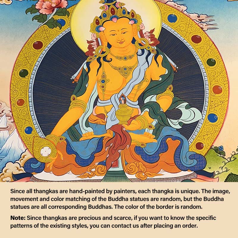 Buddha Stones, pittura tibetana Thangka, Dio giallo della ricchezza, Tara verde, Avalokitesvara, decorazione fatta a mano, scatola cieca (stile casuale)