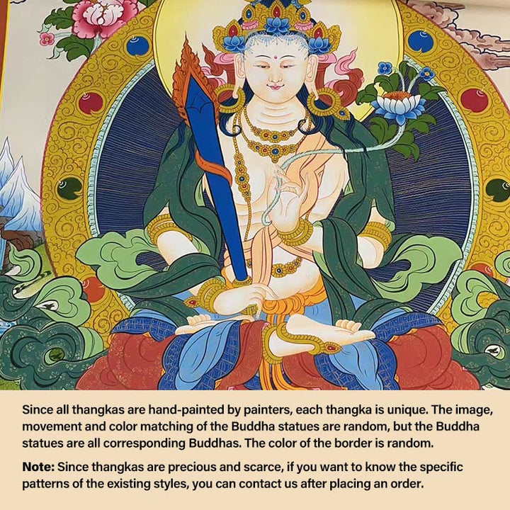 Buddha Stones, pittura tibetana Thangka, Dio giallo della ricchezza, Tara verde, Avalokitesvara, decorazione fatta a mano, scatola cieca (stile casuale)