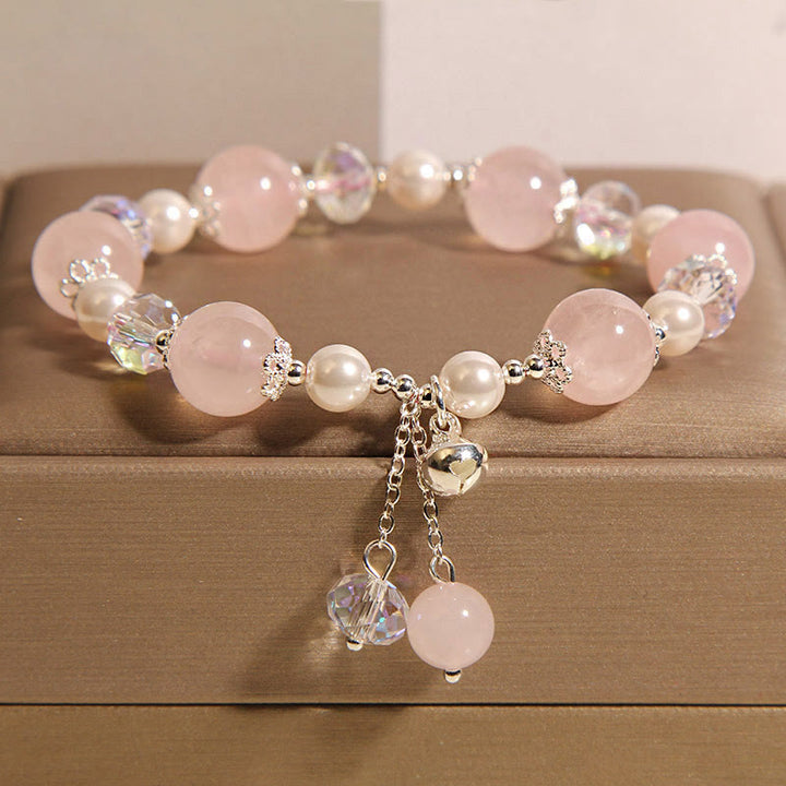 Bracciale di autoaccettazione in perle di cristallo rosa naturale Buddha Stones