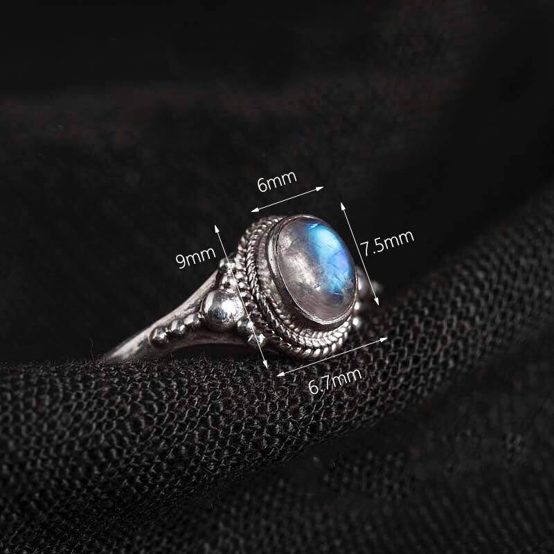 Anello positivo in argento sterling 925 con pietra di luna naturale Buddha Stones