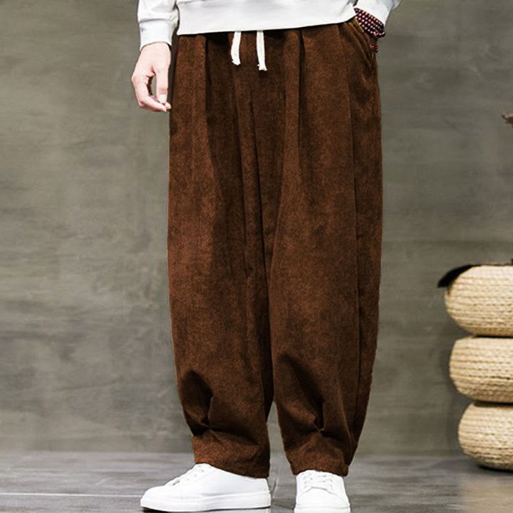 Pantaloni da uomo Buddha Stones Casual in cotone tinta unita con tasche - image 36