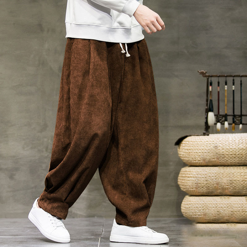 Pantaloni da uomo Buddha Stones Casual in cotone tinta unita con tasche - image 34