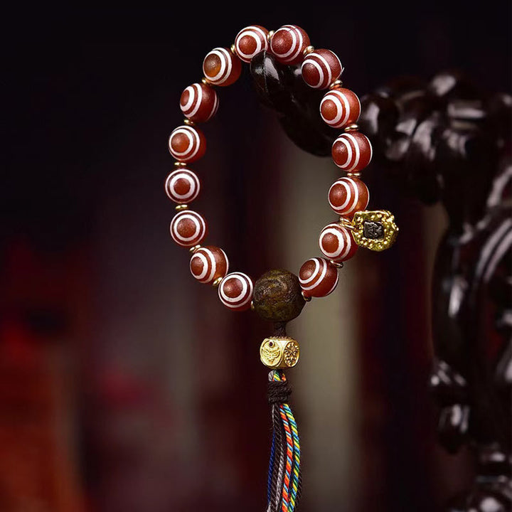 Bracciale della fiducia in agata rossa tibetana Zakiram di Buddha Stones