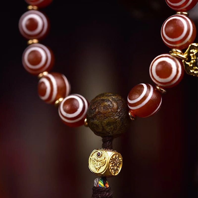 Bracciale della fiducia in agata rossa tibetana Zakiram di Buddha Stones