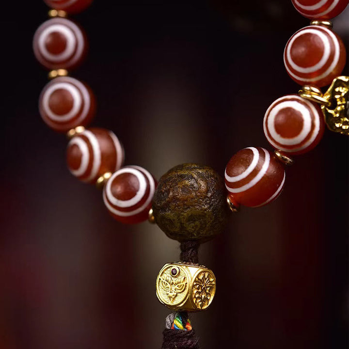 Bracciale della fiducia in agata rossa tibetana Zakiram di Buddha Stones