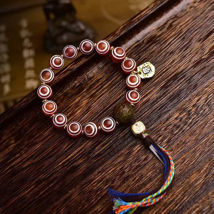 Bracciale della fiducia in agata rossa tibetana Zakiram di Buddha Stones