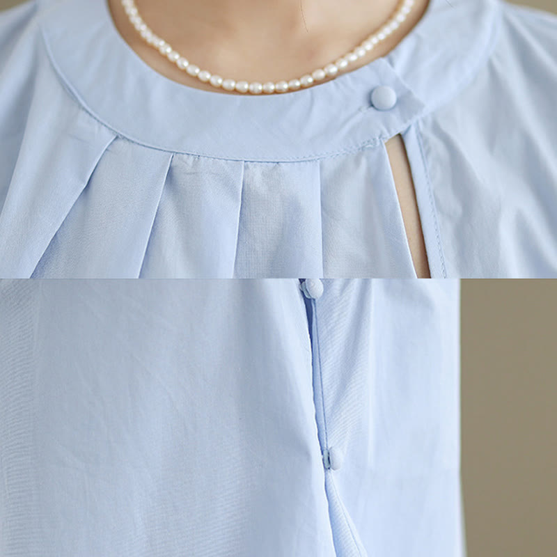 Canotta da donna in cotone e lino, senza maniche, con scollo all'americana, tinta unita , Buddha Stones, estate
