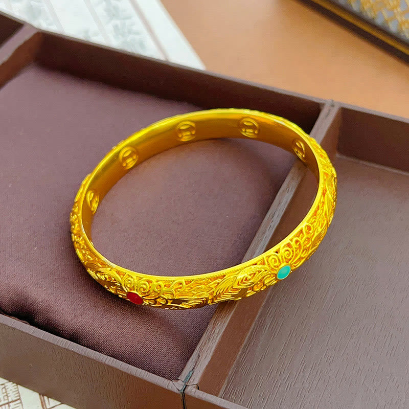 Braccialetto portafortuna con fiori e foglie in rame placcato oro Buddha Stones