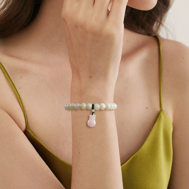 Braccialetto portafortuna con ciondolo a forma di sacco di soldi in giada naturale Buddha Stones