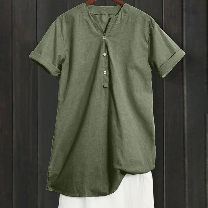 Buddha Stones Camicia da donna a maniche corte con colletto a punta e bottoni casual e semplici - image 38
