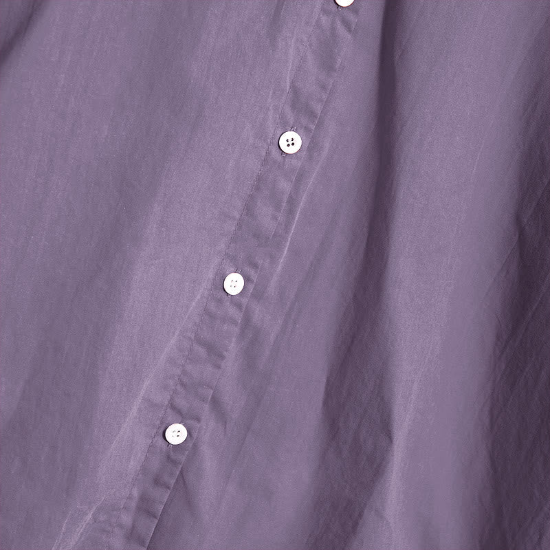 Camicia da donna in cotone e lino, a maniche corte, con colletto a punta e petto semplice, stile casual estivo Buddha Stones - image 46