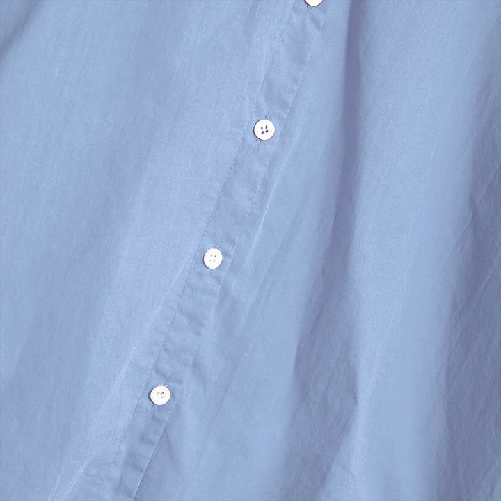 Camicia da donna in cotone e lino, a maniche corte, con colletto a punta e petto semplice, stile casual estivo Buddha Stones - image 64