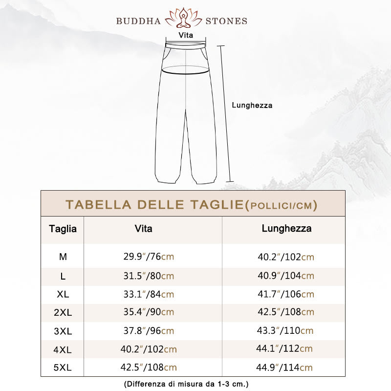 Pantaloni da uomo in cotone con coulisse tinta unita Buddha Stones con tasche - image 4