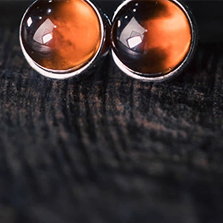 Orecchini di protezione in argento sterling 925 con granato Buddha Stones