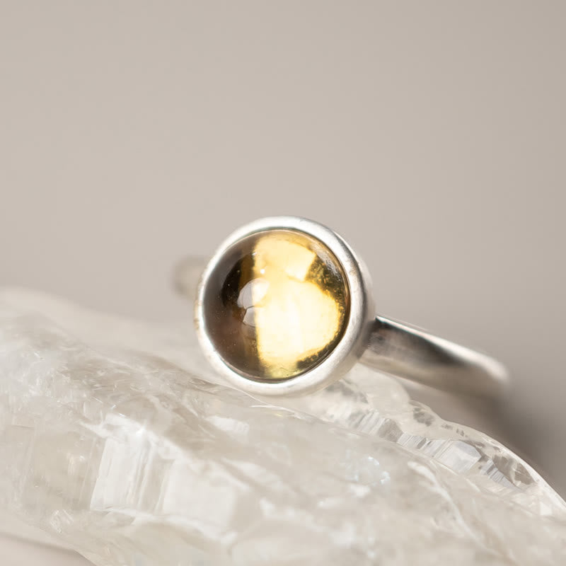 Anello della felicità regolabile in argento sterling 925 con citrino prehnite naturale Buddha Stones