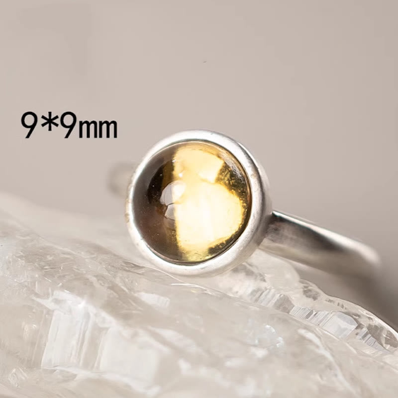 Anello della felicità regolabile in argento sterling 925 con citrino prehnite naturale Buddha Stones