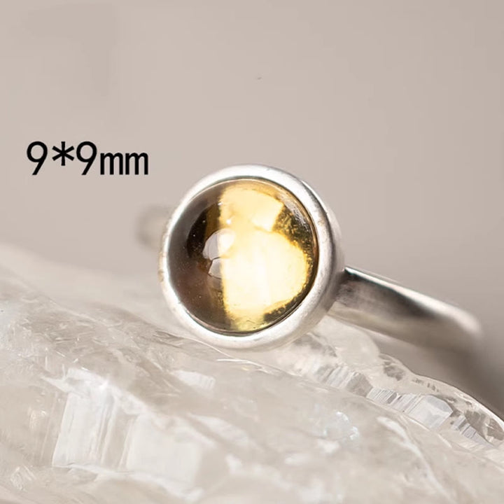 Anello della felicità regolabile in argento sterling 925 con citrino prehnite naturale Buddha Stones