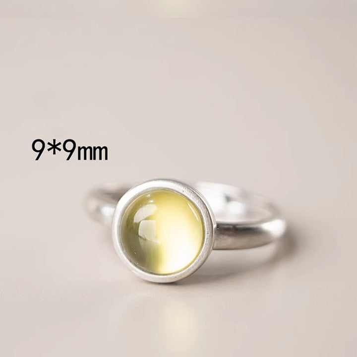 Anello della felicità regolabile in argento sterling 925 con citrino prehnite naturale Buddha Stones