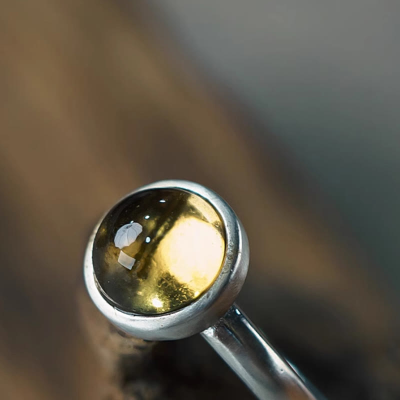 Anello della felicità regolabile in argento sterling 925 con citrino prehnite naturale Buddha Stones
