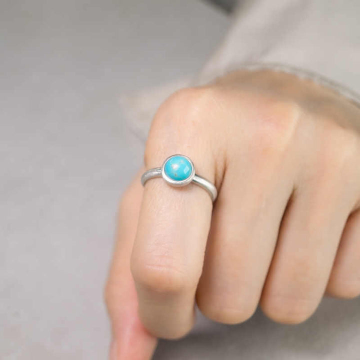 Anello regolabile con equilibrio in argento sterling 925 naturale con turchese e lazurite Buddha Stones