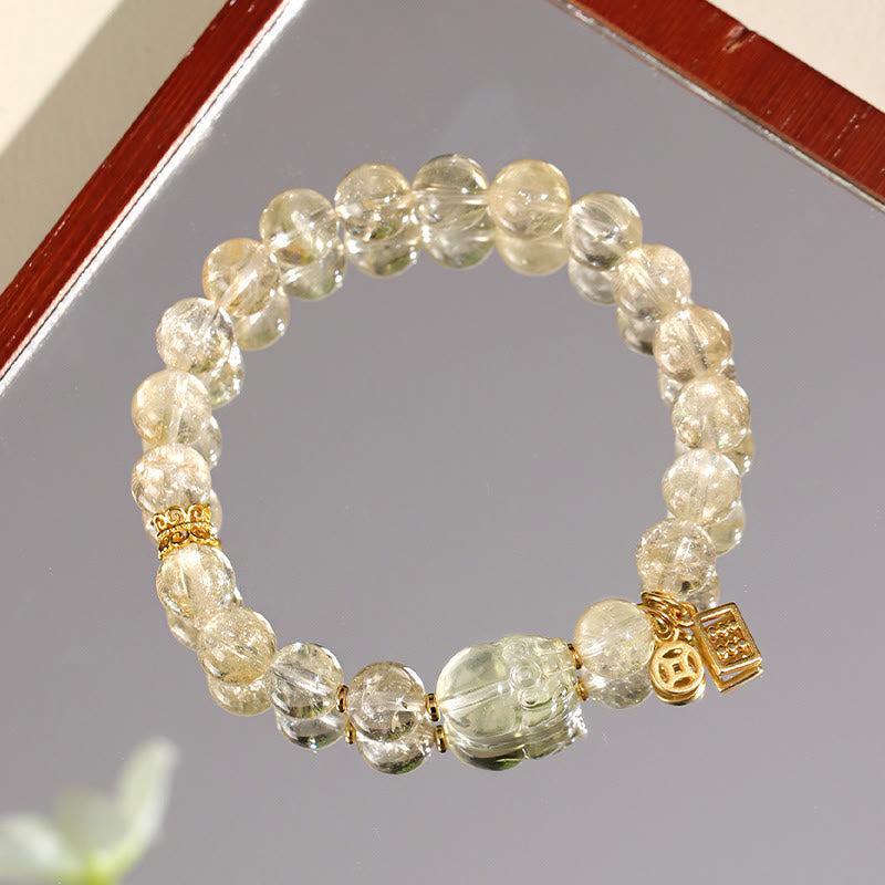 Bracciale di protezione per monete in rame PiXiu con citrino naturale Buddha Stones