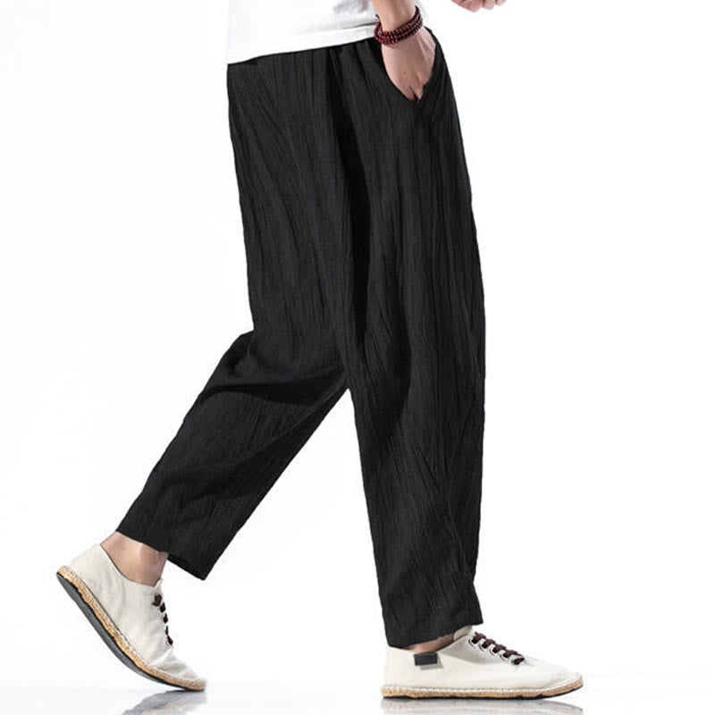 Pantaloni harem lunghi da uomo in cotone e lino con coulisse, modello Buddha Stones, casual, semplici e plissettati, con tasche - image 27