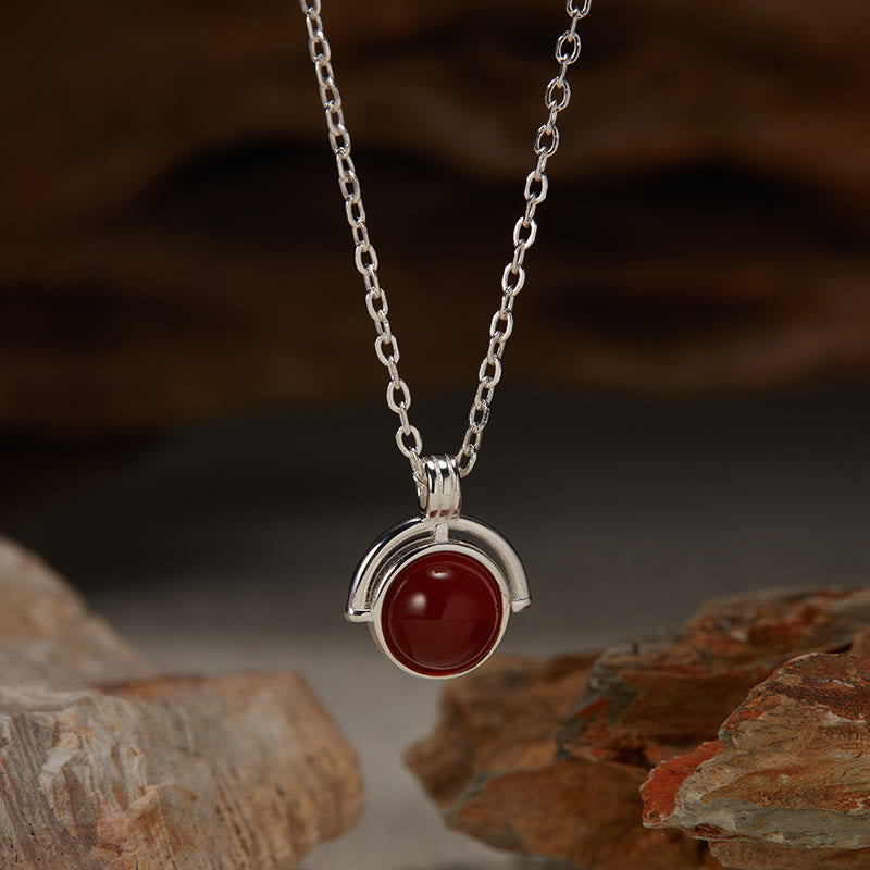 Collana con ciondolo "Confidence" in argento sterling 925, Buddha Stones, agata rossa, occhio di tigre, acquamarina, pietra di luna
