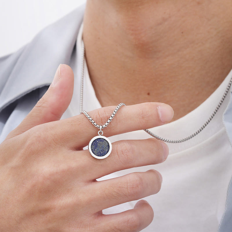 Collana con ciondolo di purificazione in pietra naturale Buddha Stones, occhio di tigre, lazurite, malachite e acciaio al titanio.