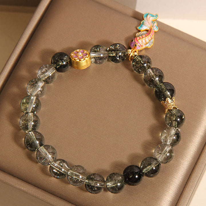 Braccialetto portafortuna Buddha Stones Green Phantom Koi Fish