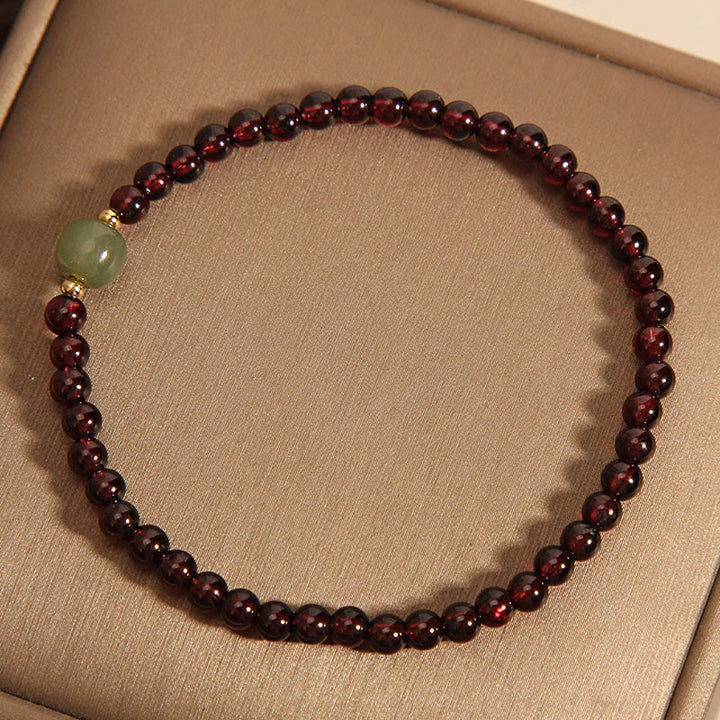 Bracciale di stabilità in perle di giada Hetian di granato ultrasottile naturale da 3 mm Buddha Stones