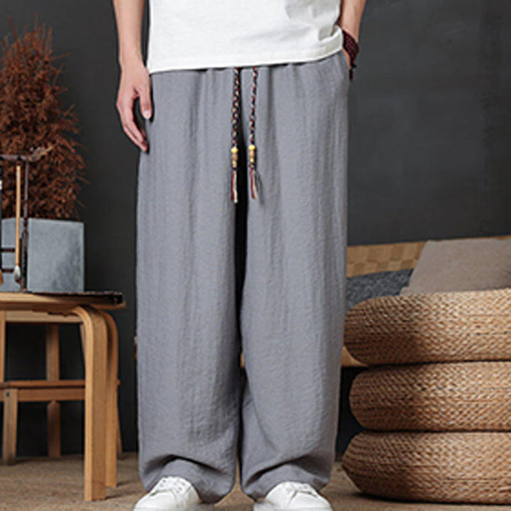 Pantaloni da uomo casual con coulisse e tasche, modello Buddha Stones, tinta unita - image 20